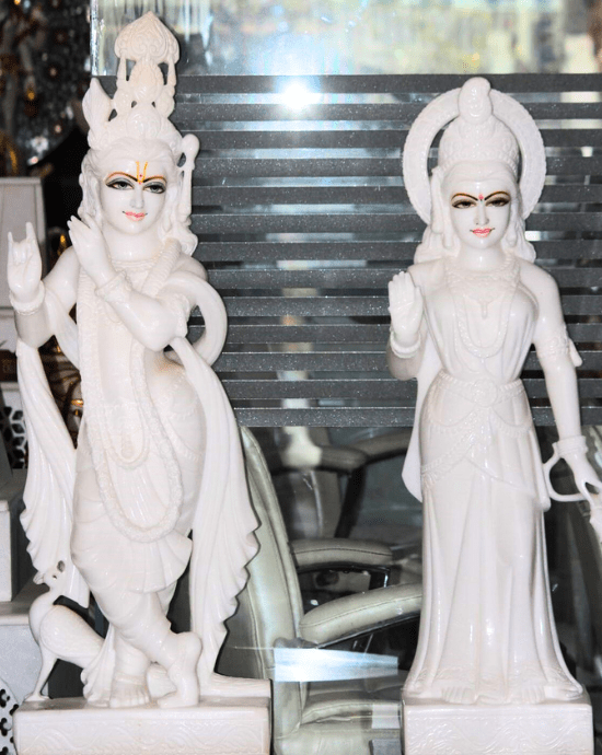 Pure White Makrana Marble Radha Krishna
