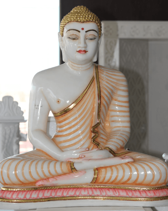 Meditating White Marble Buddha